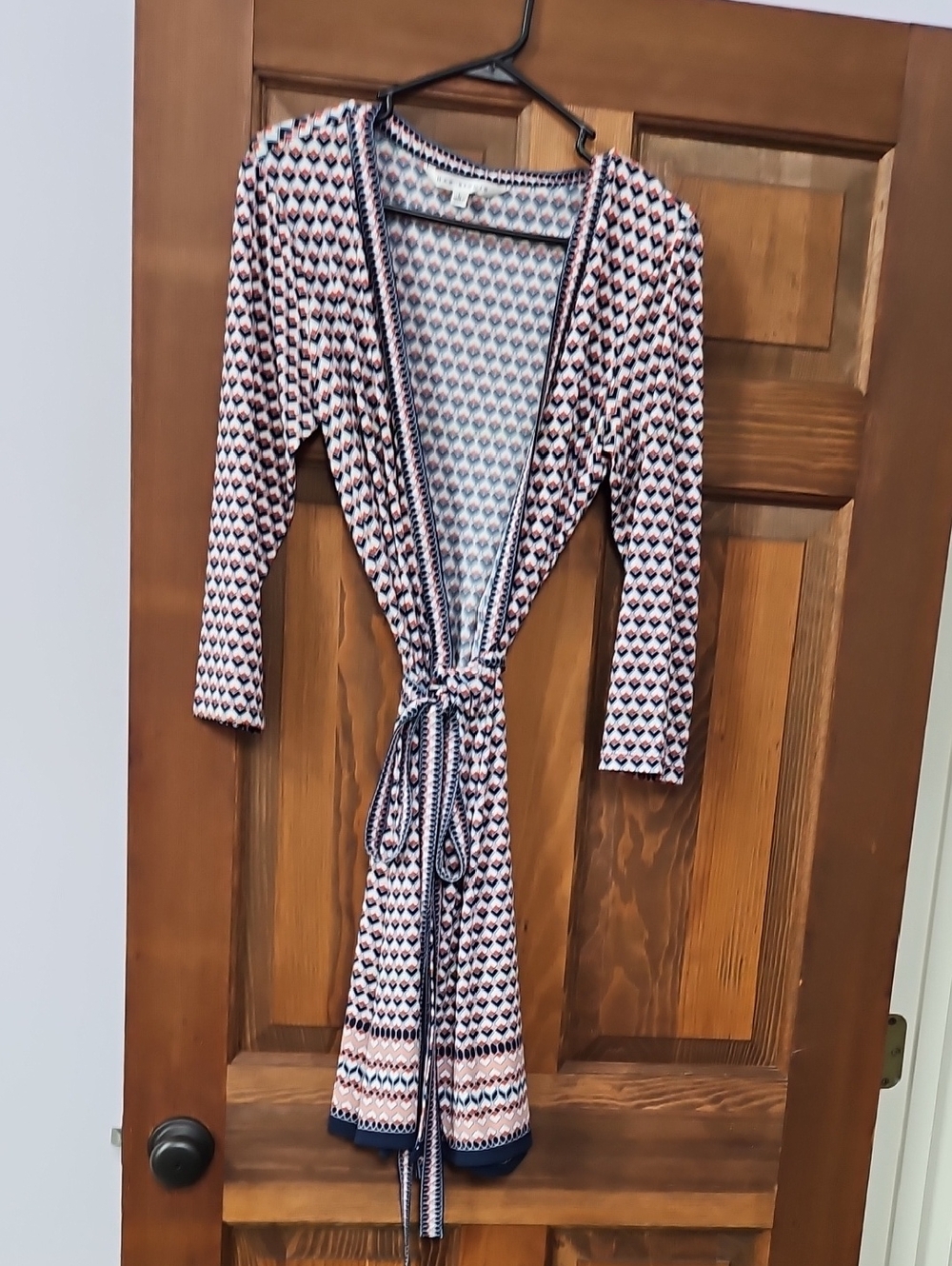 MAX studio Mango Navy and Pink Patterned Wrap Dress